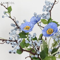 Lancol simple hipster file simulation flower blue poppy flower small Berry living room TV cabinet decoration flower fake flower