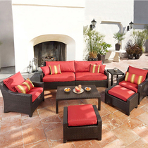 Outdoor Furniture Plastic Rattan Sofa Garden Outdoor Waterproof Sunscreen Rattan Balcony Sofa Chair Rattan Art Sofa Combination