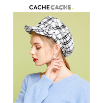 CacheCache Grid Beret Female Autumn and Winter Korean British Retro Joker Casual Hat