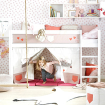 Solid wood half-height bed Game House princess bed Children girl cute single bed up and down bed multifunctional