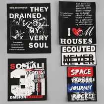 Fashion square cloth stickers large large area black and white letters Clothing accessories Clothes bags shoes and hats patch stickers Hand sewing
