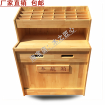 Solid wood wood color wooden double mouth with platform envelope mouth Church church indoor dedication box Letter box