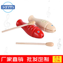 ORF percussion early education educational teaching aids Wooden fish-shaped wooden fish scraper tube red clapper