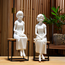 Modern simple creative characters Ceramic crafts ornaments Cheongsam lady beauty Home living room decoration decorations