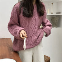 2020 autumn and winter New loose lazy wind wear thick twist harbor style retro wine red pullover sweater women