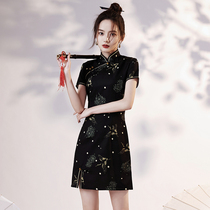 National tide improved cheongsam 2021 new black young little man Daily girl summer dress autumn short