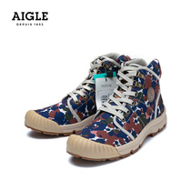 AIGLE TENERE LIGHTW P womens water repellent printing high top rubber shoes casual shoes