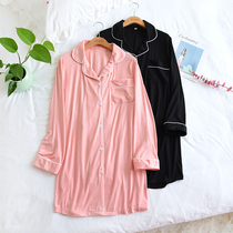 Minimalist Long sleeves Sleeping Skirt Woman Summer Short sleepwear Modale Jersey Blouse Blouse Easy Home for the Spring and Autumn Thin Dress Code