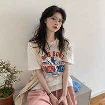 Vanya Sweet Cartoon Short Sleeve T-Shirt Woman Summer Han Edition Lesson Printed Letter Printing Putting Top