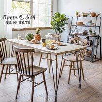 Nordic expression solid wood dining table rectangular restaurant restaurant table and chairs industrial computer desk iron Entertainment table