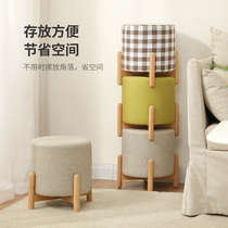 Cloth Sofa Stool Fashion Creative Round Stool Living-room Tea Table Bench Adult Brief short stool solid wood small mound for home