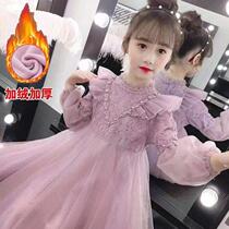 Girl dress autumn and winter plus velvet 2020 new childrens dress Princess dress little girl foreign style Korean version of puffy gauze dress