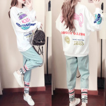 Pregnant women autumn suit fashion new net red tide mother out spring and autumn leisure sportswear Korean two-piece set
