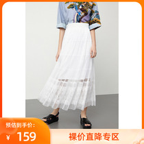 LILY new womens dress white fairy gas long lace hollow press pleated half body dress