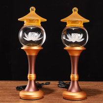  Glass Lotus lamp for Buddha Taiwan Crystal Buddha Lamp Colorful Changming Lamp Household plug-in pair of Guanyin Temple lights