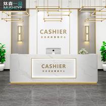  Simple modern cashier Light luxury beauty salon Imitation marble clothing store bar Bar Hotel company front desk Reception desk