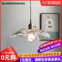 Nordic restaurant chandelier Japanese decoration bar aisle porch brass light luxury chandelier decoration Net red ins bedroom lamp
