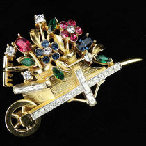 Cuifa Li Trifari gold colorful stone trolley garden brooch accessories female high-grade temperament