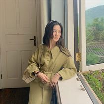 From a small tip collar early autumn tweed coat female 2019 new fine Plaid lace up retro tweed coat