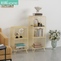 Sofa side shelf Floor-to-ceiling bedroom storage Wrought iron simple bookshelf Creative corner living room bedside decoration shelf