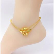 Zhou Dafu Huanmei Transit Pearl Foot Chain Lady 24K18K Yellow Gold Palace Bell Bell Bell 18 Ornaments Never Fall