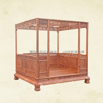 Burmese rosewood shelf bed solid wood double bed Chinese style carved princess bed big fruit red sandalwood bed raw grinding