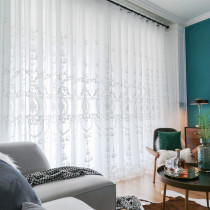 Curtain curtain curtain embroidered curtain custom finished product partition white sand living room curtain shading balcony solid color thin window screen