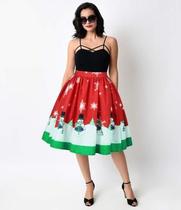 Christmas Plus Size Midi Swing Skirt 18 Year Old Christmas Snowman Print Skirt