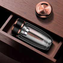 Goose Egg Glass Cup Double Layer Thickened Transparent Cups Commercial On-board High Temperature Resistant Men And Women Carry A Strainer Bubble Tea Cup