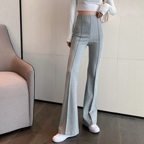 Korean fashion wide-legged pants womens autumn niche high waist straight loose micro-lathe pants slim Joker casual pants