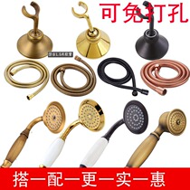 Antique shower small shower Single hand holding small pontoon hand nozzle hose European retro black accessories bracket free hole