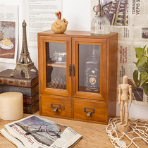 Blind Box Cabinet Wooden American Tabletop Storage Box Cosmetic large capacity table Racks Drawer-type student retro