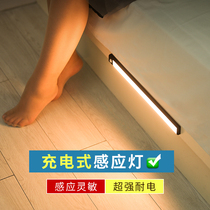led rechargeable human body sensor light usb wireless light with wardrobe shoe cabinet light magnetic unplugged long cabinet light