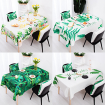 Hipster green ins pastoral tablecloth waterproof and oil-proof rectangular dining tablecloth table mat fabric cotton linen