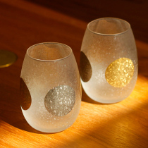 Tokura Life Ishizuka Glass Sun Moon Frosted glass Japanese Whiskey pair cup Gold foil beer cup Gift Box