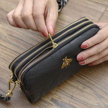 2021 new three zipper clutch womens long coin purse European and American fashion mobile phone bag wild small bag