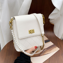 Tide Card Pop Bag 2021 new Chains Fashion women Summer Pearl chain Han prints Inclined Satchel Bucket Bag