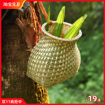 Picking tea bamboo weaving cage tea supplies small back basket eel eel rice field eel bamboo basket farm bamboo decorative props picking