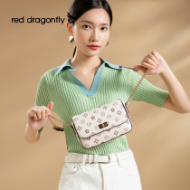 Red Dragonfly Small Square Bag Package Women Summer 2022 New Chain Pack 100 Hitch Satchel Mini Packet White Old Flowers