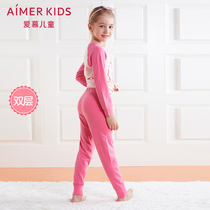 Love children warm sun new 1-year-old girl baby double layer thickened winter long-sleeved warm top autumn pants warm pants