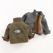 2020 new boys work clothes cotton clothes 1-2-3-4 years old boys foreign style coat children thick winter cotton clothes