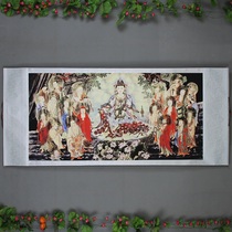 New horizontal painting antique calligraphy painting micro spray landscape bonsai painting living room study calligraphy decoration collection painting group Buddha figure