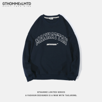 Spring and Autumn new mens sweater round neck printing loose Korean trend pullover youth wild casual long sleeve jacket