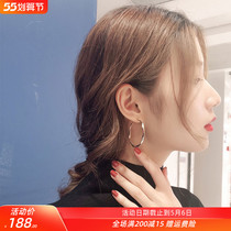 South Korea Circle Earrings Earrings Woman Cirque 925 pure silver Advanced atmospheric retro port Wind Fashion Allergy Ear