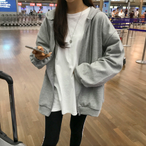 2020 autumn and winter women loose Korean zipper mens jacket casual Joker hooded cardigan bf couples plus velvet tide