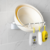 Face basin rack toilet non-perforated wall washbasin shelf household kitchen drain basket storage rack with adhesive hook