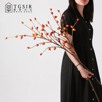 仿真橄榄果客厅花艺插花高枝假花装饰大件发财果实落地摆设红果子