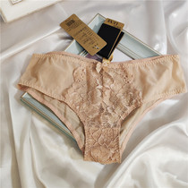Brand Tail Single Women Sexy Lace Panties Mesh Transparent Mid-waist breifs crotch Cotton 1055