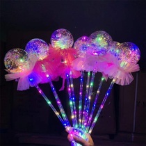 Net red Popo ball luminous fire bursting with new handheld transparent Ball Fairy Stick Square Small Toy Night Market Stall