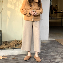 Spring knit radish pants womens loose straight casual pants high waist drop feeling retro nine-leg grandma pants